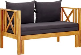 vidaXL Banco de jardim 2 lugares c/ almofadões 122 cm acácia maciça