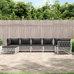 vidaXL 7 pcs conjunto lounge de jardim com almofadões aço branco