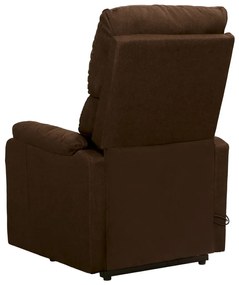 Poltrona elevatória de massagens tecido castanho-escuro