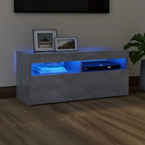 vidaXL Móvel de TV com luzes LED 90x35x40 cm cinzento cimento