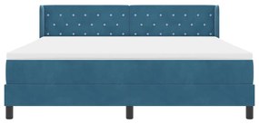 Cama Box Springs com Colchão Azul Escuro 180x200 cm Veludo
