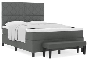 Cama Box com Colchão &amp; Banco Cinza Escuro 160x200 cm Tecido