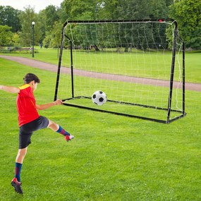 Baliza de futebol com ângulo ajustável e rede de ressalto e rede baliza comEstrutura metálica robusta para crianças com mais de 6 anos 187 x 122,5 cm