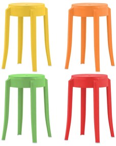 vidaXL Bancos empilháveis 4 pcs plástico multicolor
