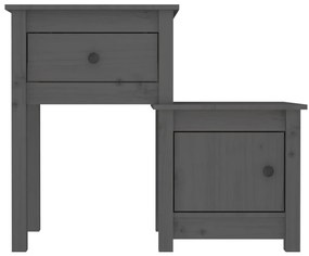 Mesa de cabeceira 79,5x38x65,5 cm madeira pinho maciça cinzento