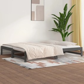 Sofá-cama de puxar 2x(80x200) cm pinho maciço cinza