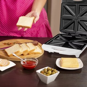 Sanduicheira com grelha de contacto de 1000W, 32 x 26 x 11 cm Branco