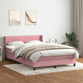 vidaXL Cama box spring com colchão 160x210 cm veludo rosa