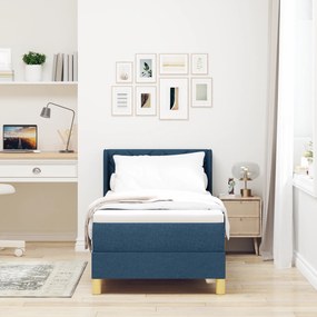 vidaXL Cama Box com Colchão - Azul, 80 x 200 cm, Tecido