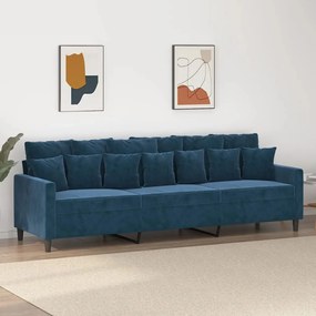 vidaXL Sofá de 3 lugares 210 cm veludo azul