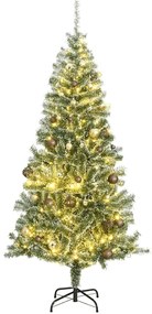 vidaXL Árvore Natal artificial c/ 300 luzes LED, bolas e neve 180 cm