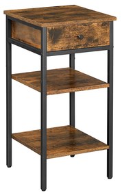 Mesa de cabeceira de estilo industrial com gaveta e prateleiras | VASAGLE | 35 x 35 x 70 cm | preto | LET502B01.