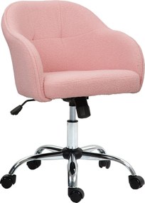 HOMCOM Cadeira de escritório, poltrona de escritório ergonómica, altura ajustável, assento e encosto acolchoados, rosa | Aosom Portugal