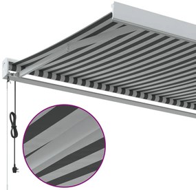 Toldo retrátil 5x3 m tecido e alumínio antracite e branco