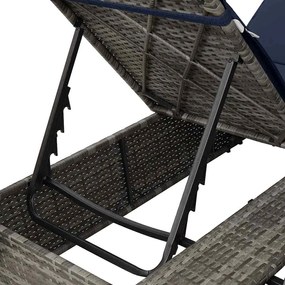 Cama Dupla de Sol Cinzeto Grande Vime &amp; Almofadas de Poliéster