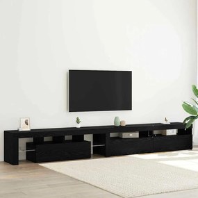Armários de TV vidaXL 3 pcs com Luzes LED Carvalho Preto Madeira Engenheirada