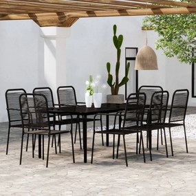 vidaXL 9 pcs conjunto de jantar para jardim preto