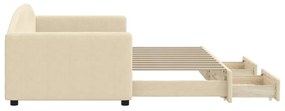 Sofá-cama com gavetão e gavetas 90x200 cm tecido cor creme