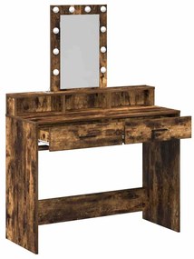 Mesa de Maquiagem vidaXL com Luzes LED Carvalho Fumado 100x41x140 cm