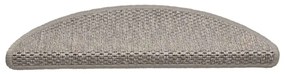 Tapetes escada adesivos aspeto sisal 15 pcs 56x17x3 cm prateado