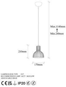 Chandelier Vazo – Preto – 17 x 17 x 114 cm