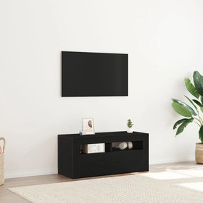 Gabinete de TV vidaXL com LED Preto Carvalho 90x35x40 cm Madeira engen
