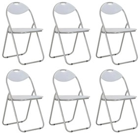 vidaXL Cadeiras de jantar dobráveis 6 pcs couro artificial branco