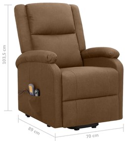 Poltrona elevatória de massagens tecido castanho