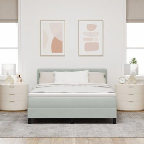 Cama Box Spring com Colchão Cinza Claro 140x200 cm Veludo