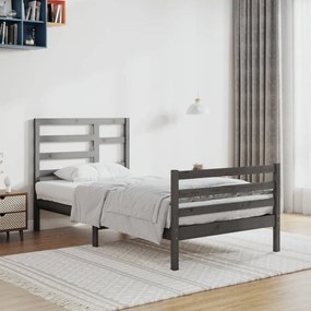 vidaXL Estrutura cama solteiro 90x200 cm madeira maciça cinzento