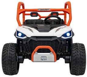 Carro elétrico para Crianças 2 Lugares Farmer Truck UTV Racing 24V 4x4 Rodas Espuma EVA, assento couro ecológico Branco e Laranja