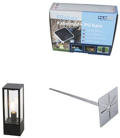 Candeeiro de pé para exterior preto 40 cm com estaca e prensa-cabos - Charlois Design