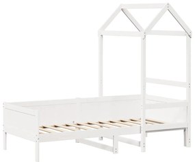 Sofá-cama c/ telhado 90x190 cm madeira de pinho maciça branco
