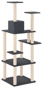 Árvore p/ gatos c/ postes arranhadores sisal 153cm cinza-escuro