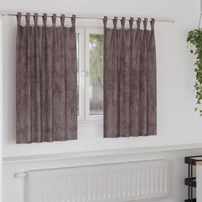 Cortinas de Veludo 2 pcs com Olhais Castanho 140x140 cm