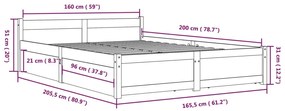 Estrutura de cama com gavetas 160x200 cm