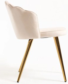 Cadeira Blume Gold Veludo - Beige