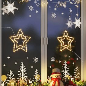 Luzes de Natal Silhueta da estrela 2 pcs 50 LEDs branco quente