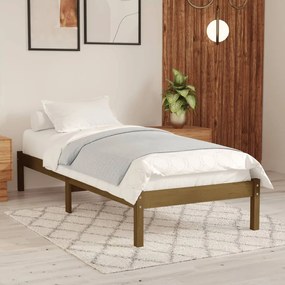 Estrutura cama pequena solteiro 75x190 cm madeira castanho mel