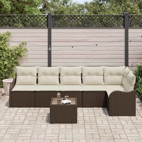 Conjunto de Sofá para Jardim com 6 Peças e Almofadas Cinza de Rattan P