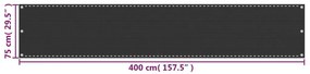Tela varanda HDPE 75x400 cm antracite