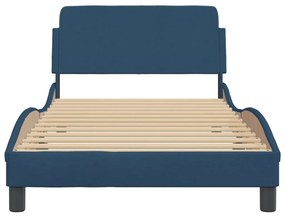 Estrutura cama c/ cabeceira sem colchão 100x200 cm tecido azul