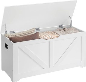 Banco para sapatos com espaço de arrumação 40 x 100 x 46 cm estilo casa de campo branco mate