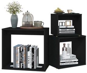 Mesas de encastrar 3 pcs contraplacado preto