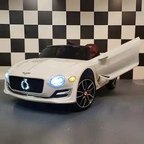 Carro eletrico infantil 12V Bentley EXP , pneus Borracha, Assento de couro, Controlo Remoto Branco