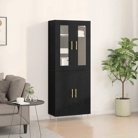 vidaXL Buffê Montado na parede 2 pcs Carvalho preto 69.5 x 34 x 180 cm