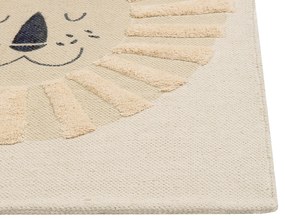 Tapete de algodão creme com motivo de leão 80 x 150 cm BALARI Beliani
