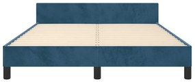 Estrutura de cama sem colchão 140x200 cm veludo azul-escuro