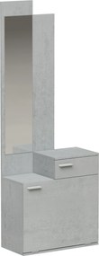 Móvel de Entrada com Espelho Sapateira Basculante Assento Gaveta e Compartimento Aberto 61x30x170 cm Cinza