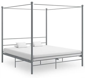 325068 vidaXL Estrutura de cama com dossel 180x200 cm metal cinzento